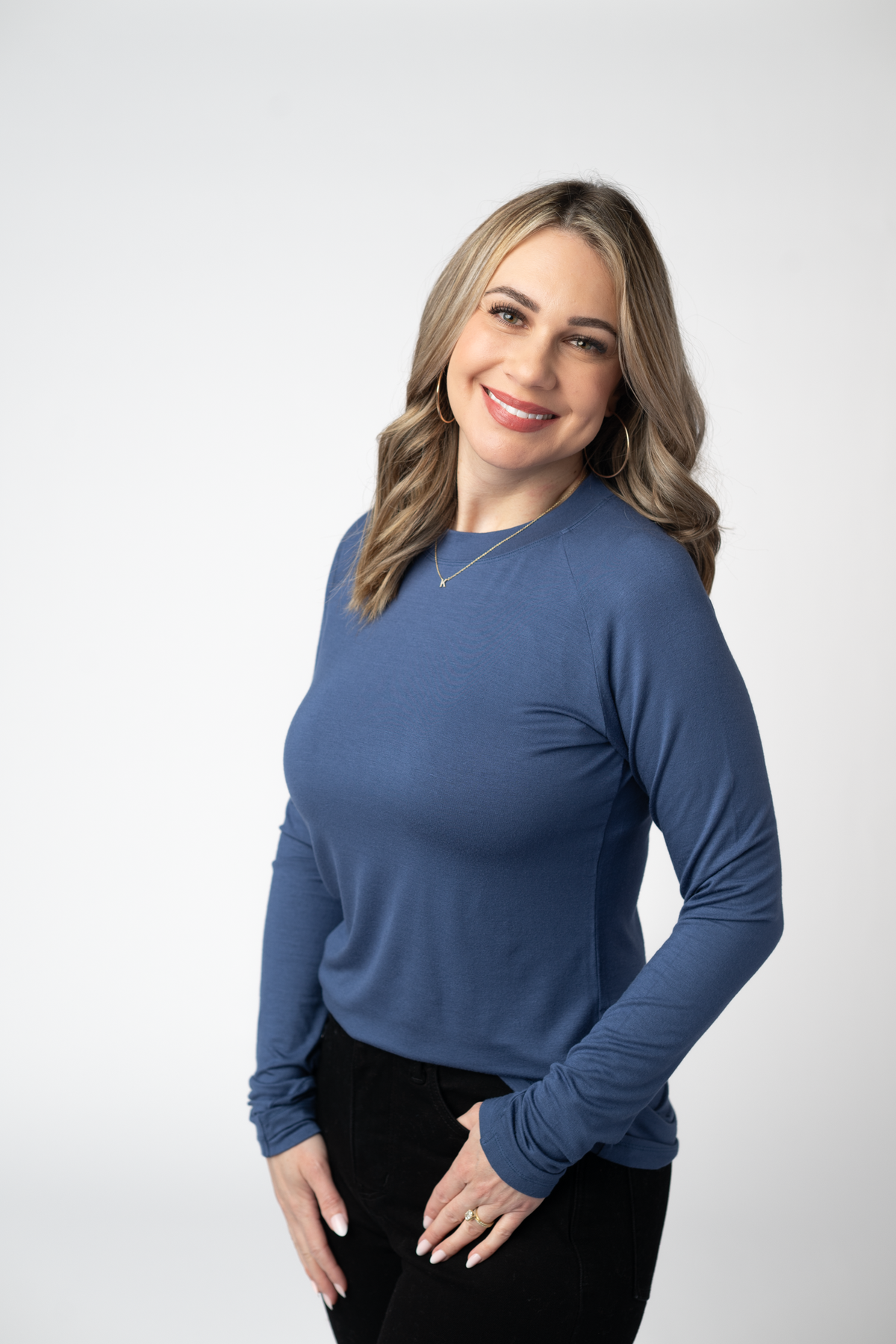 IN STOCK Blair Long Sleeve Top - Blue by Michelle Mae