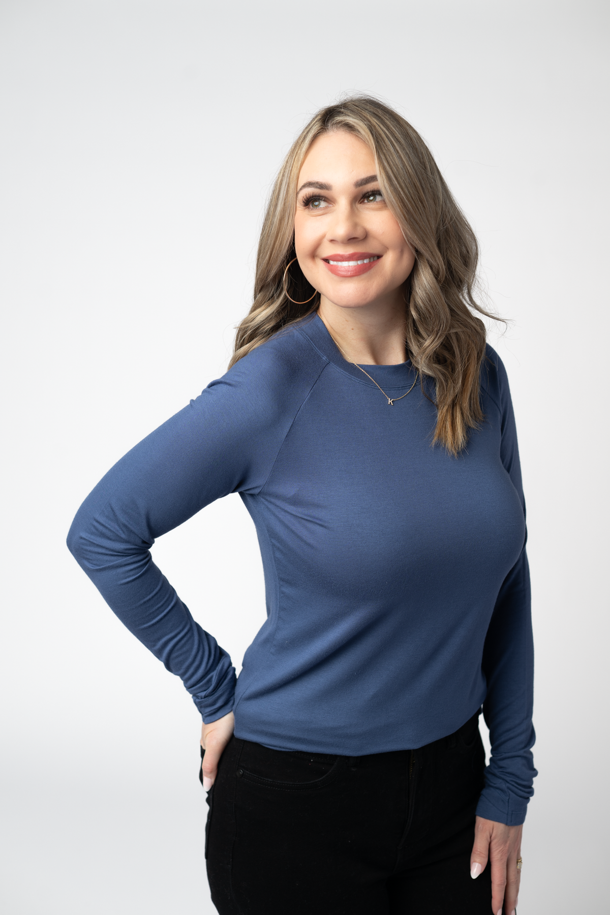 IN STOCK Blair Long Sleeve Top - Blue by Michelle Mae