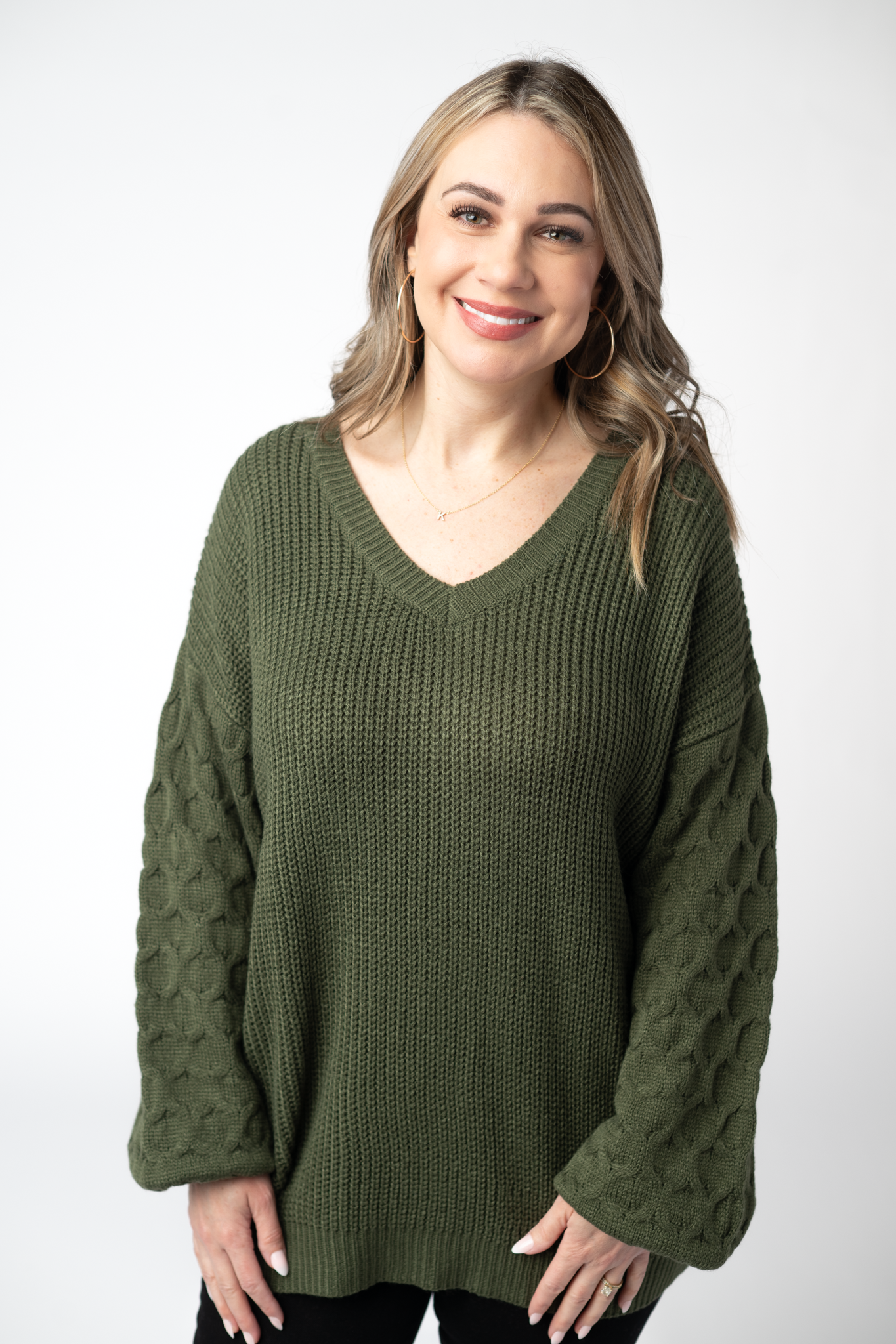 Talina Textured Sweater - Olive by Michelle Mae