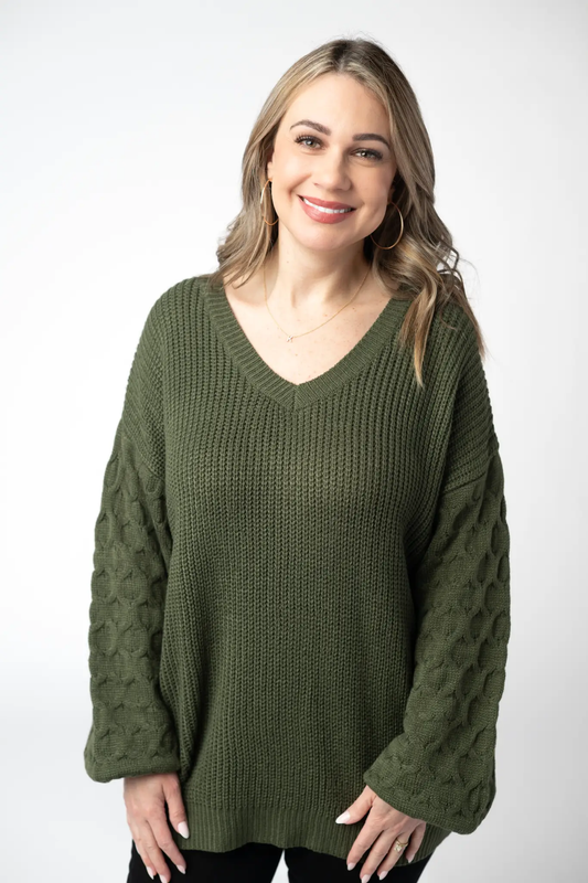 Talina Textured Sweater - Olive by Michelle Mae