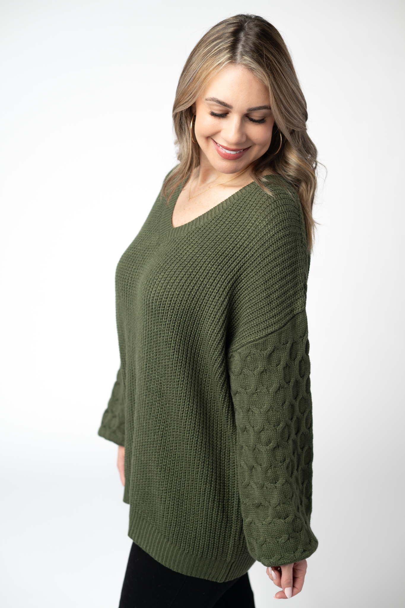 Talina Textured Sweater - Olive by Michelle Mae