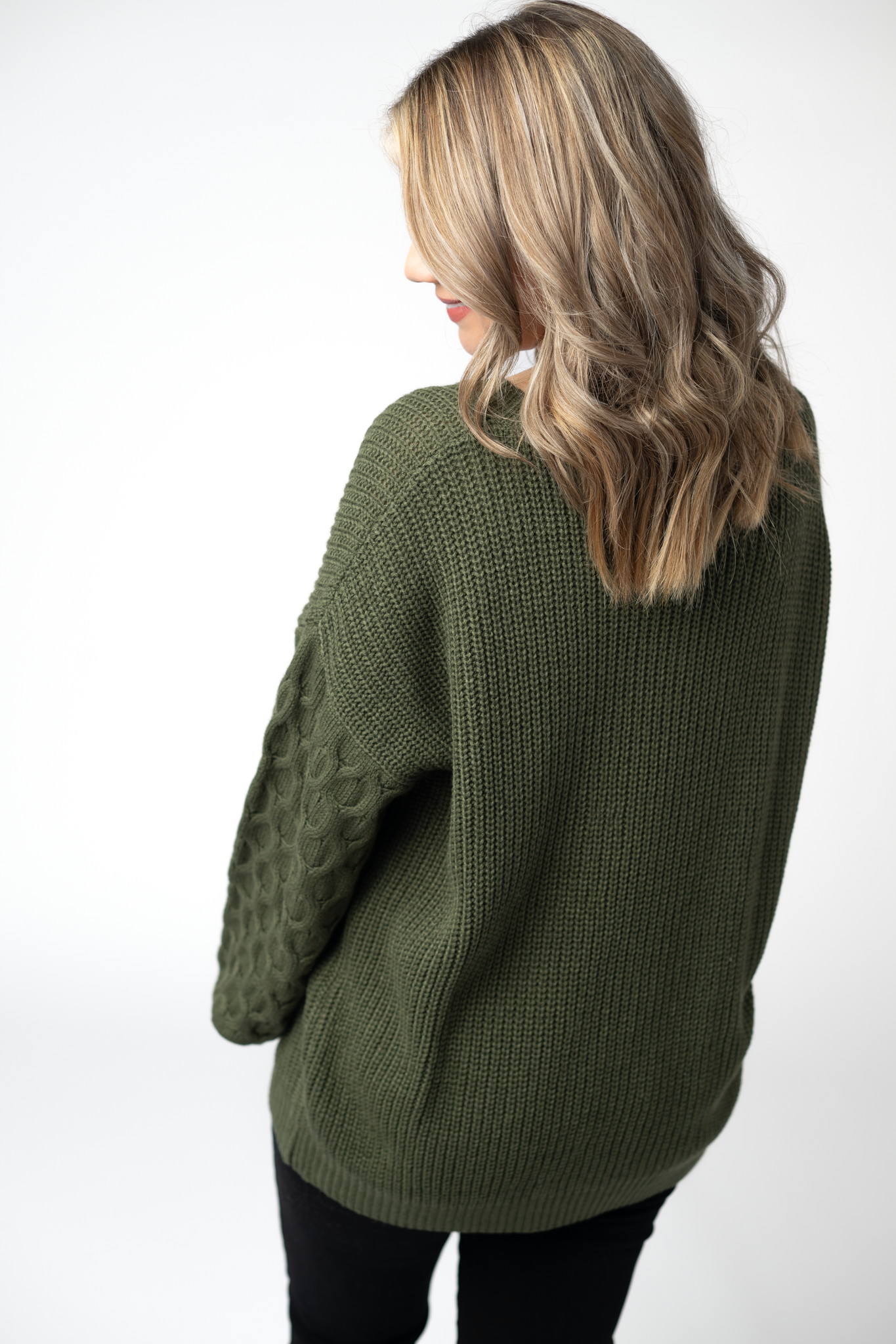 IN STOCK Talina Textured Sweater - Olive by Michelle Mae