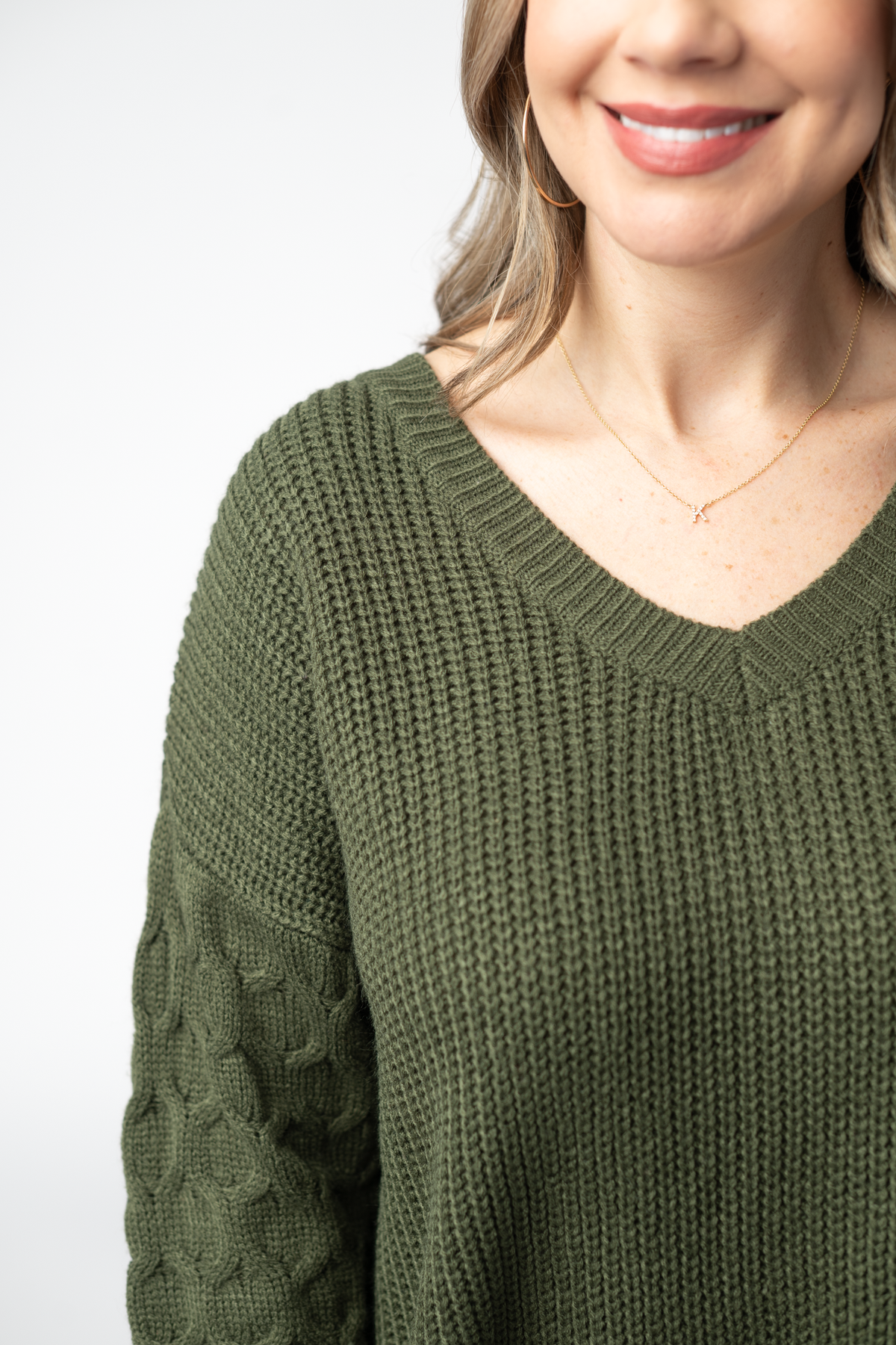 IN STOCK Talina Textured Sweater - Olive by Michelle Mae