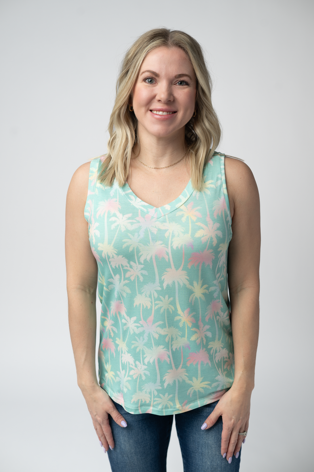 IN STOCK Noelle Tank - Aqua Palm FINAL SALE by Michelle Mae