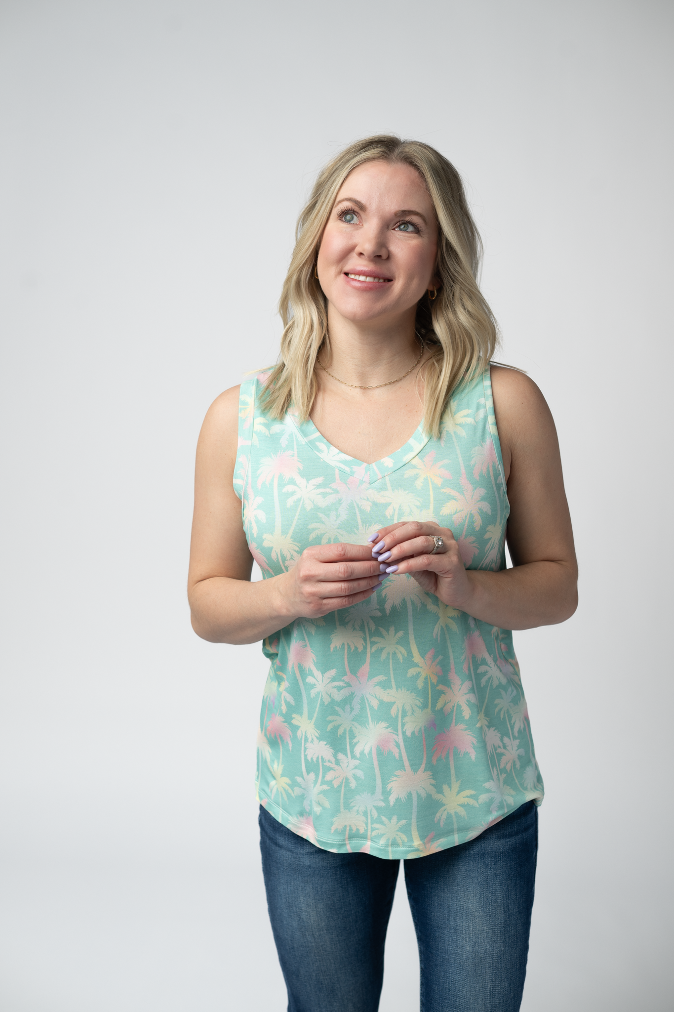 IN STOCK Noelle Tank - Aqua Palm FINAL SALE by Michelle Mae