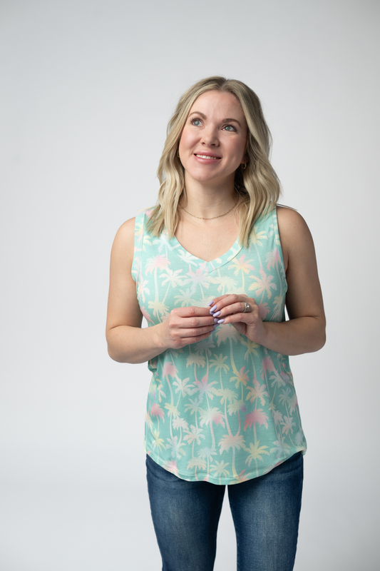 IN STOCK Noelle Tank - Aqua Palm FINAL SALE by Michelle Mae