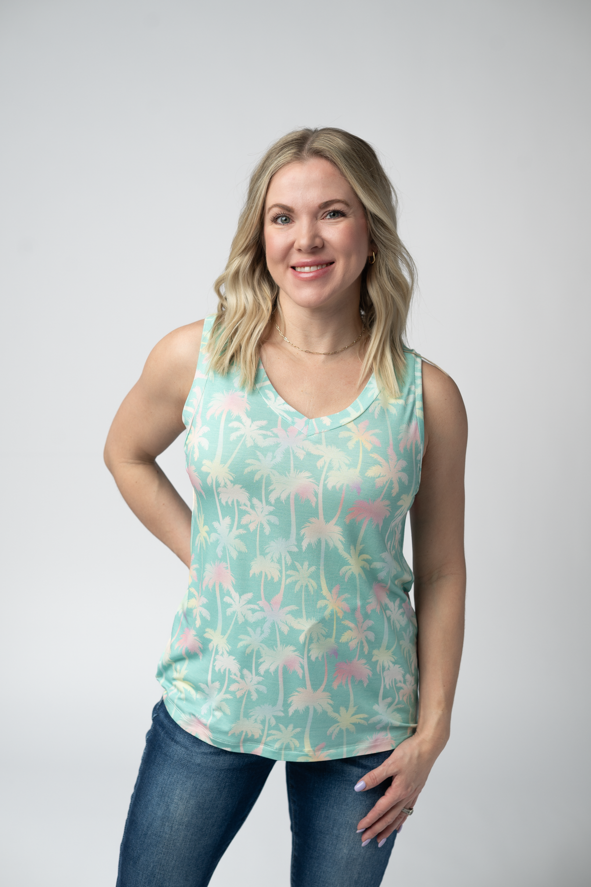 IN STOCK Noelle Tank - Aqua Palm FINAL SALE by Michelle Mae