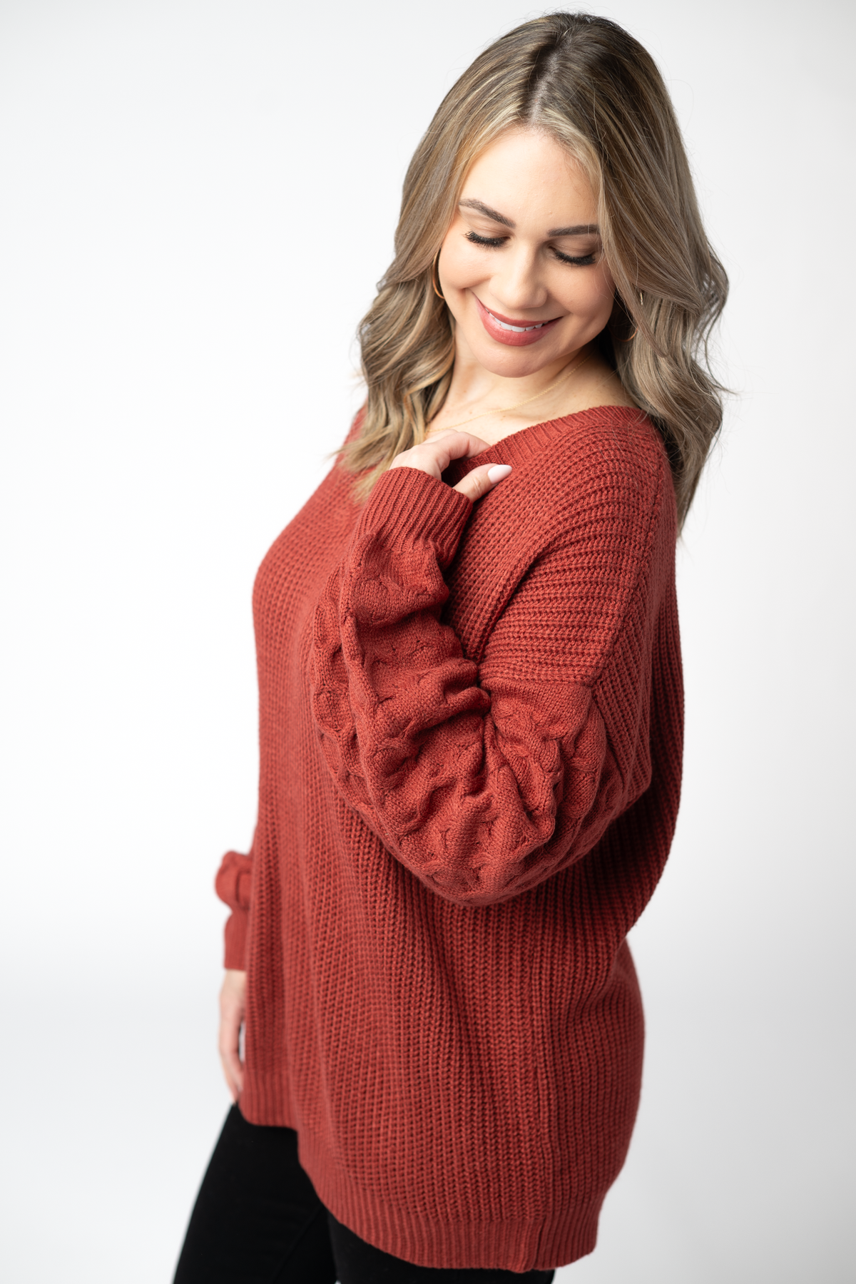 IN STOCK Talina Textured Sweater - Brick by Michelle Mae