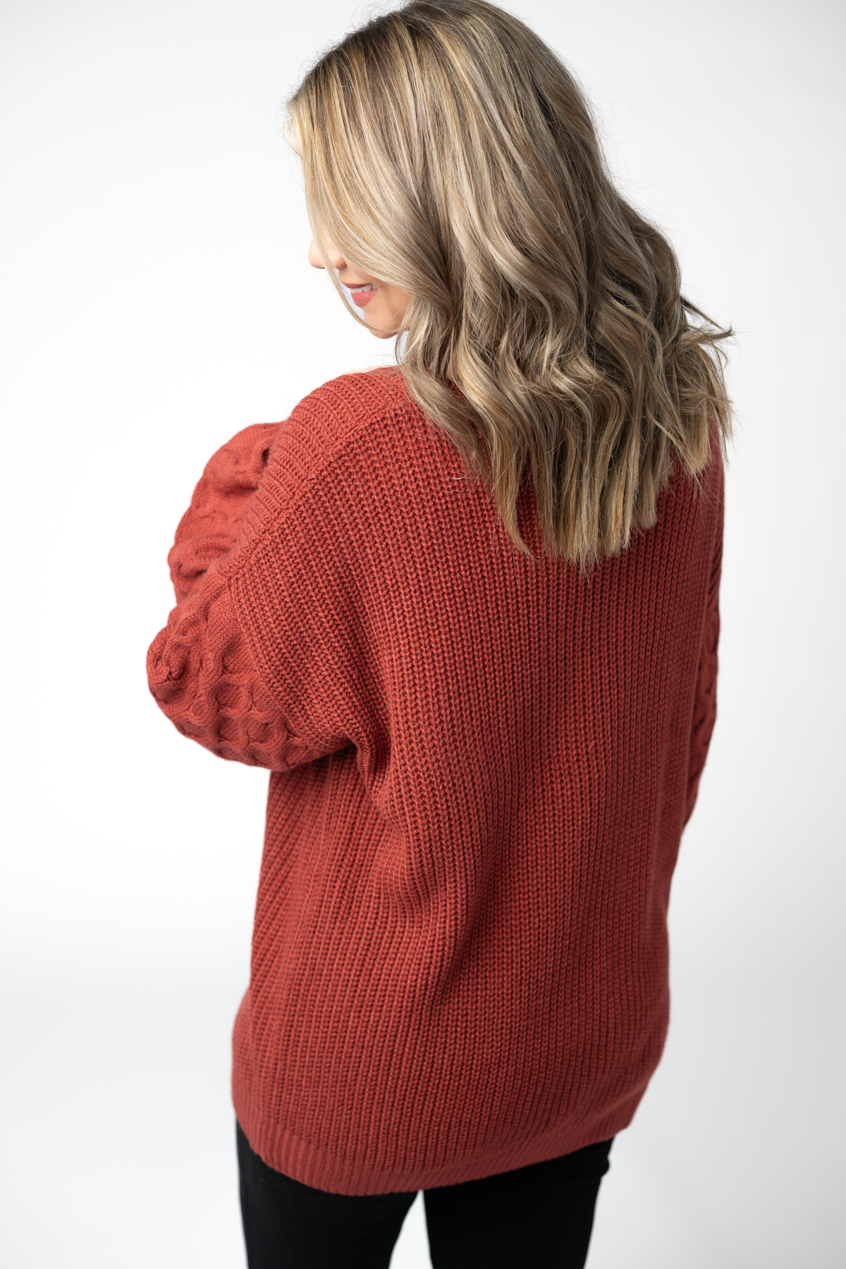 IN STOCK Talina Textured Sweater - Brick by Michelle Mae
