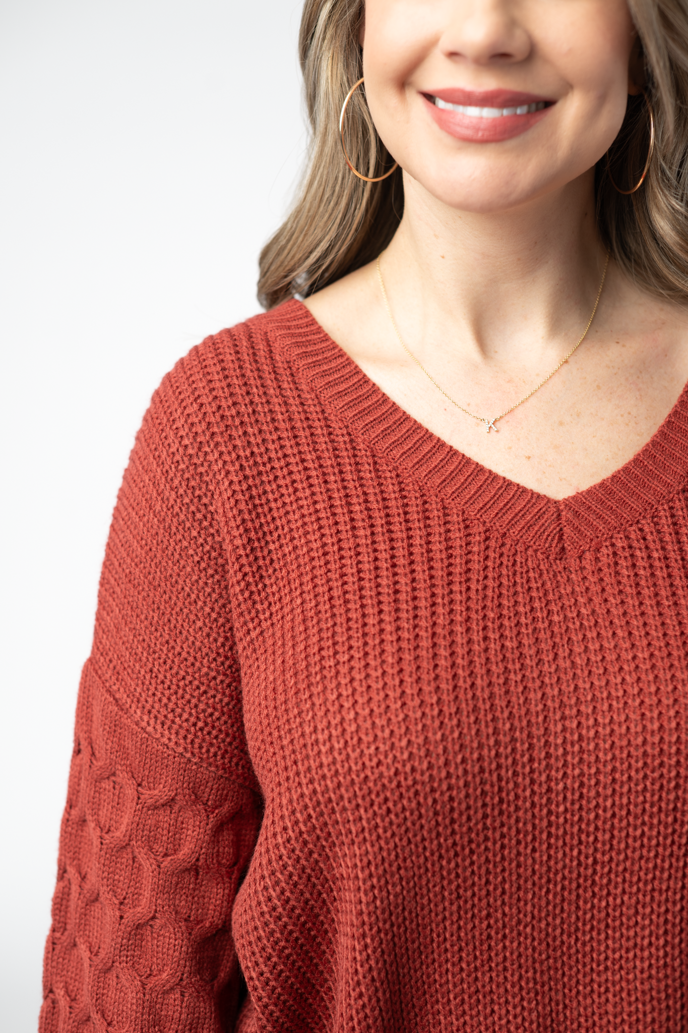 IN STOCK Talina Textured Sweater - Brick by Michelle Mae