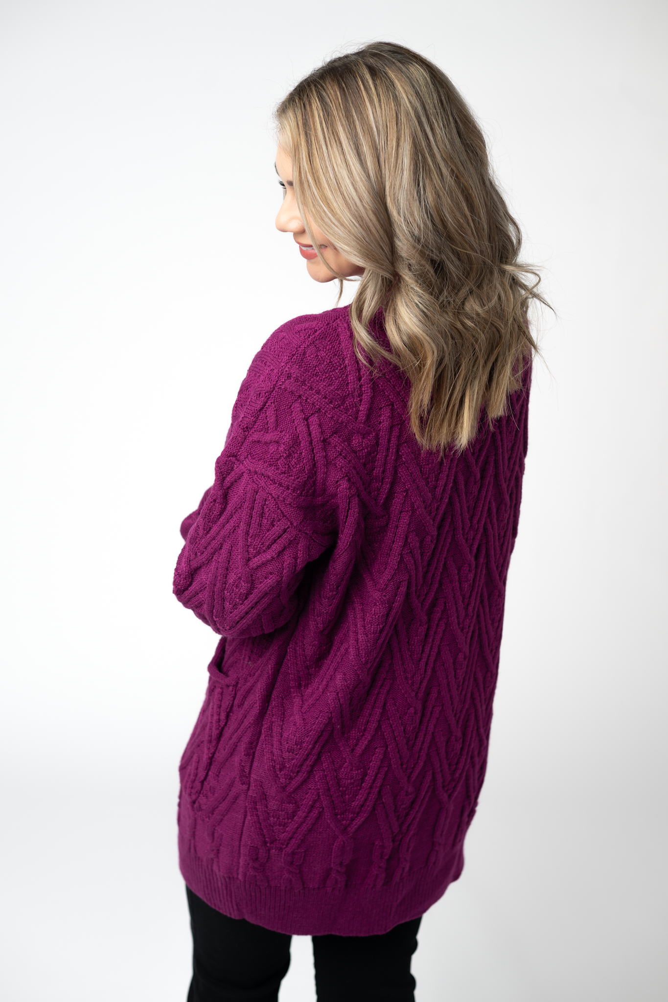 IN STOCK Brooks Button Sweater Cardigan - Magenta by Michelle Mae