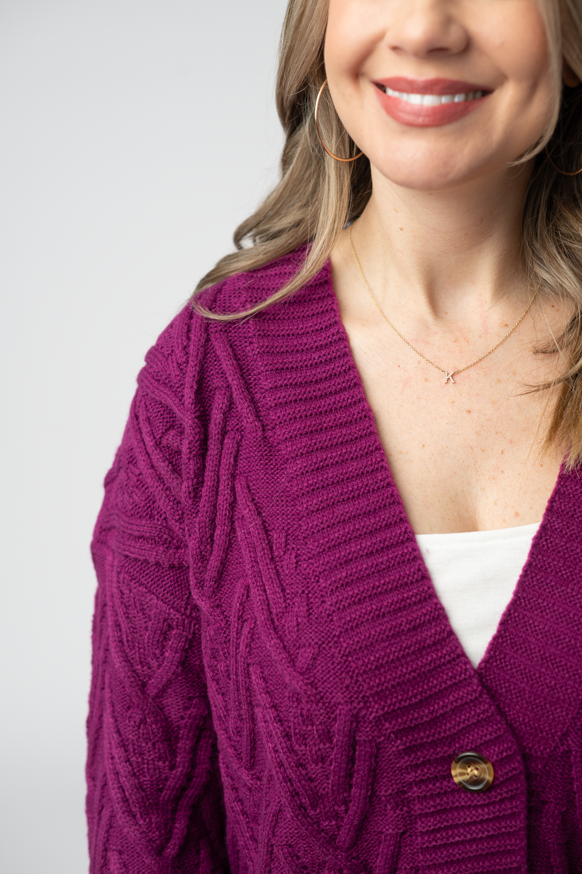 IN STOCK Brooks Button Sweater Cardigan - Magenta by Michelle Mae