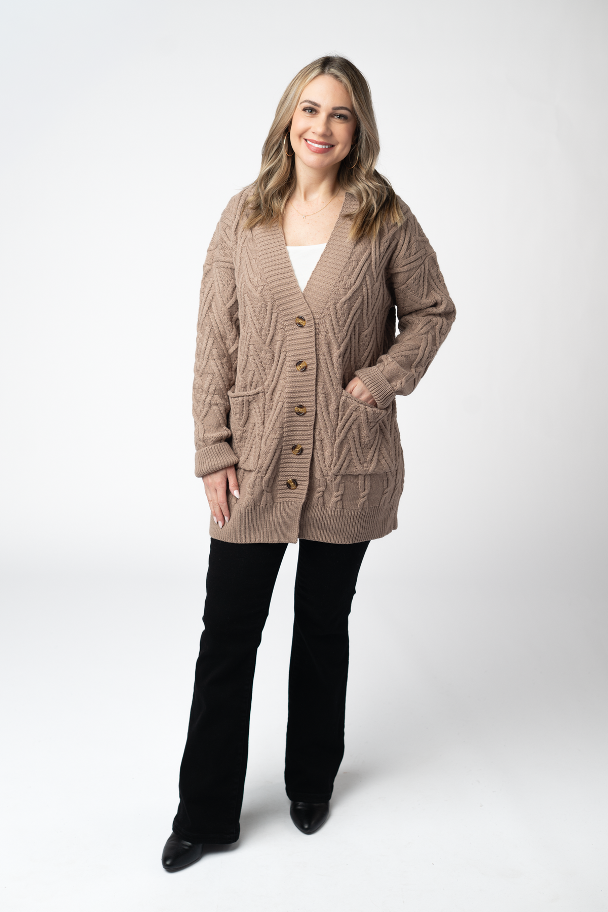 IN STOCK Brooks Button Sweater Cardigan - Mocha by Michelle Mae