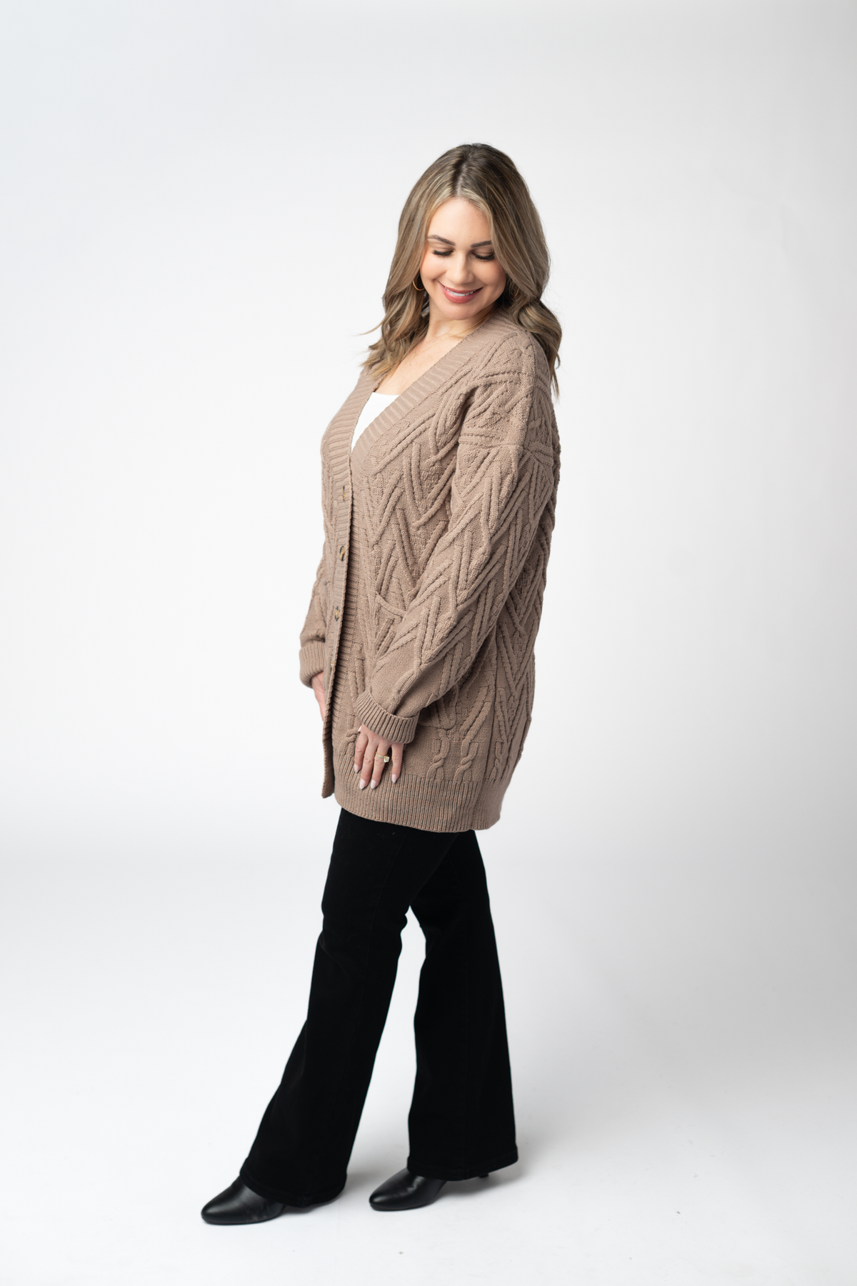 IN STOCK Brooks Button Sweater Cardigan - Mocha by Michelle Mae
