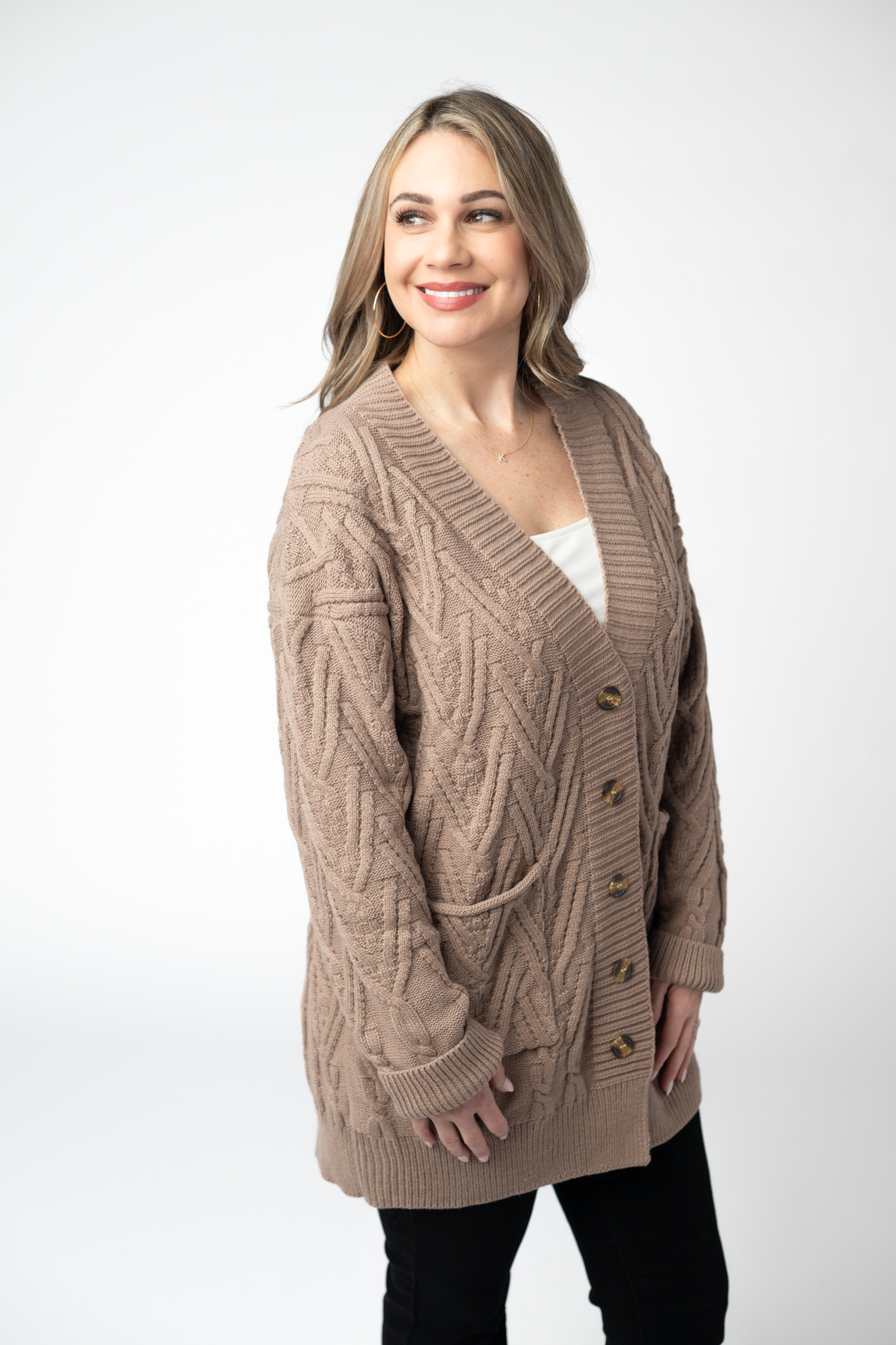 Brooks Button Sweater Cardigan - Mocha by Michelle Mae