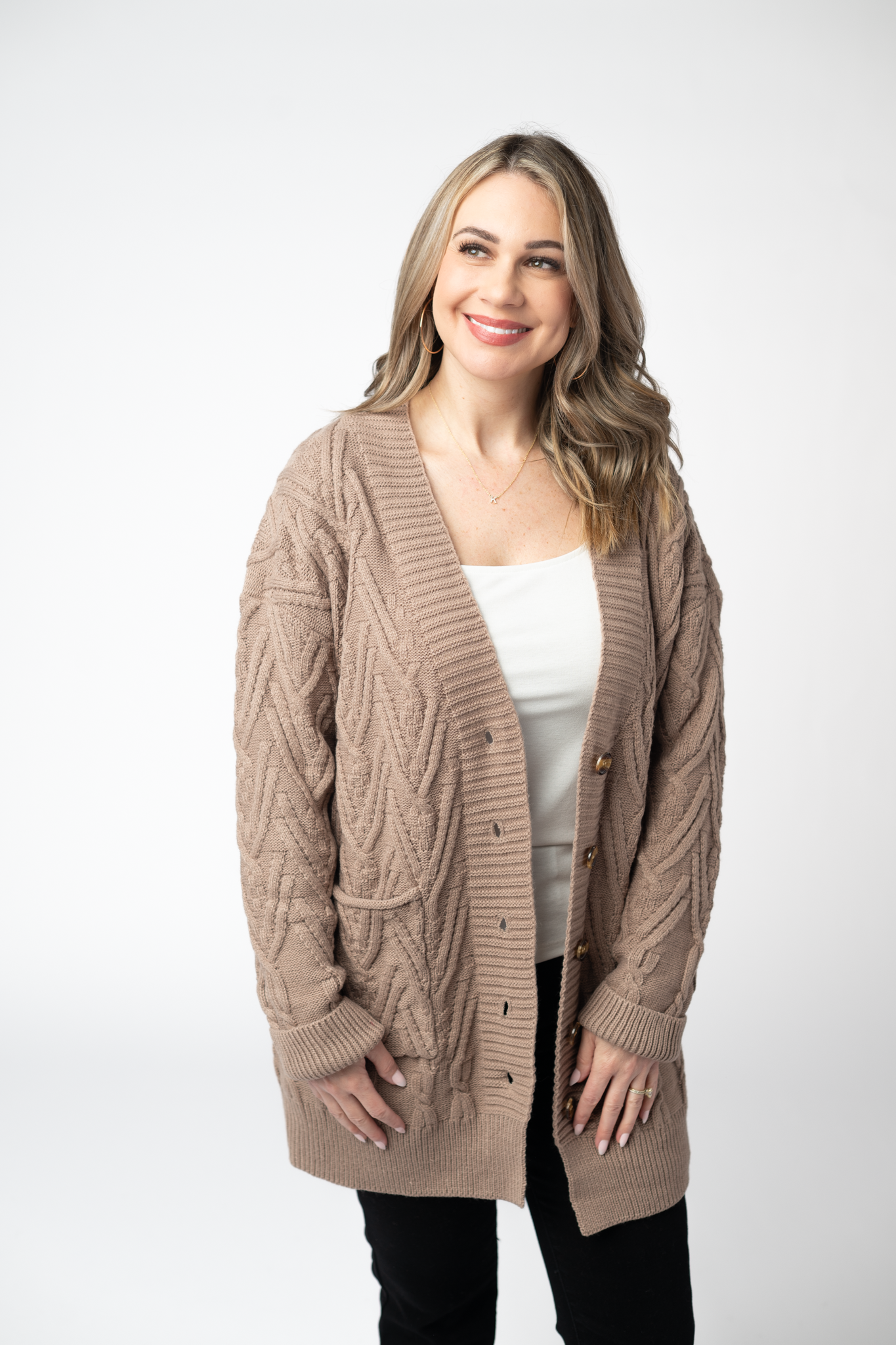 Brooks Button Sweater Cardigan - Mocha by Michelle Mae