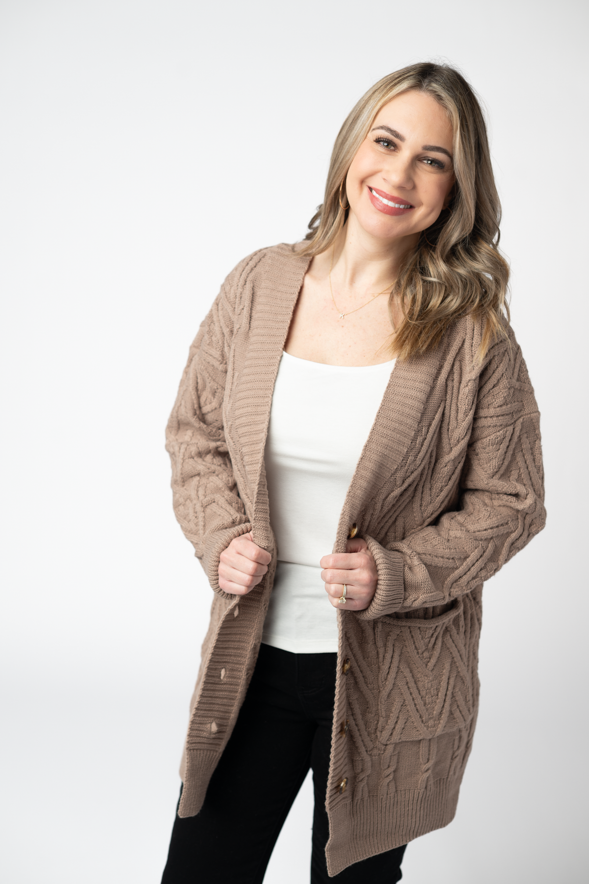IN STOCK Brooks Button Sweater Cardigan - Mocha by Michelle Mae