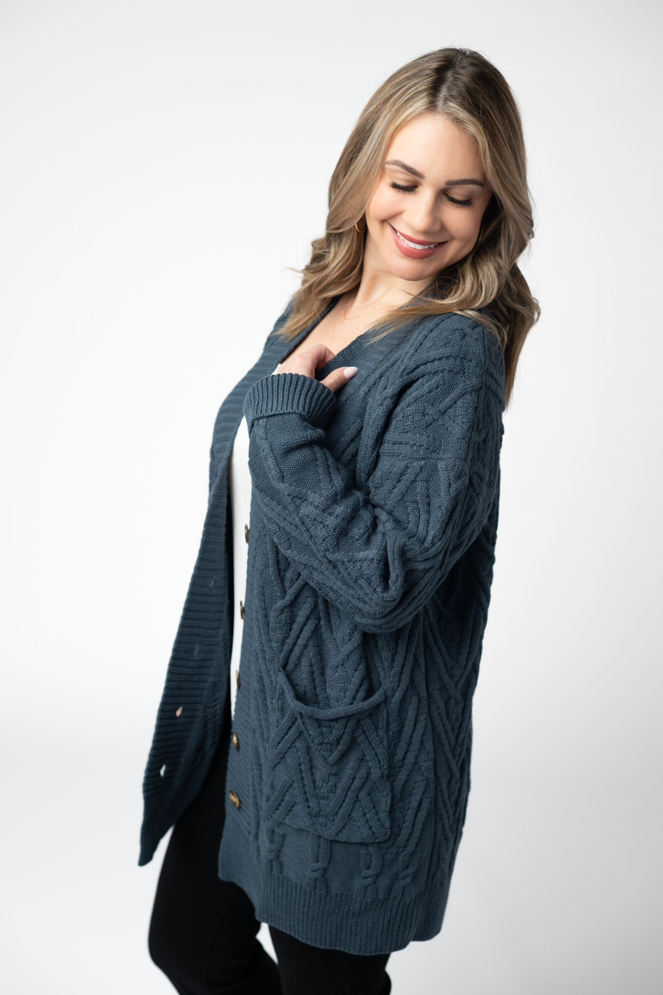 IN STOCK Brooks Button Sweater Cardigan - Navy by Michelle Mae
