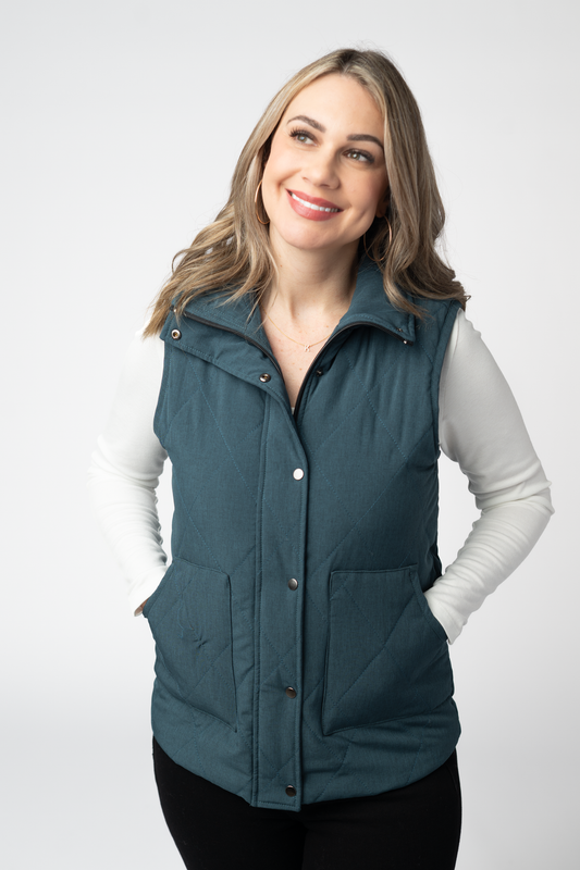 IN STOCK Remy Zip Up Vest - Teal by Michelle Mae