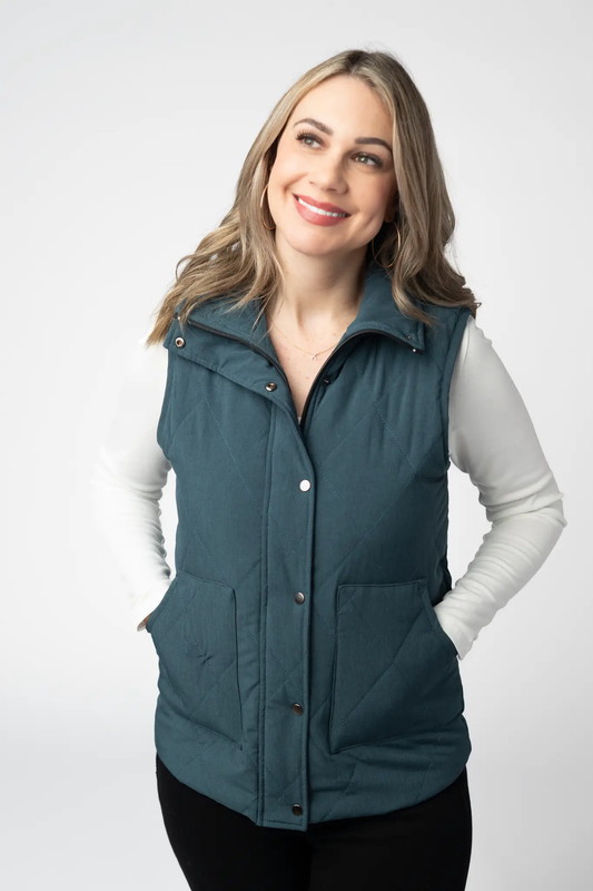 Remy Zip Up Vest - Teal by Michelle Mae