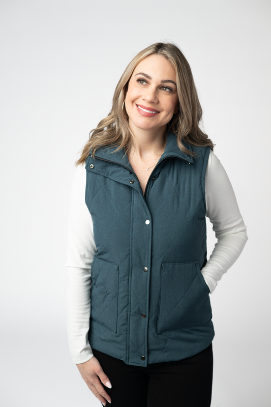 IN STOCK Remy Zip Up Vest - Teal by Michelle Mae
