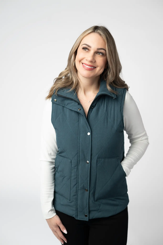 Remy Zip Up Vest - Teal by Michelle Mae