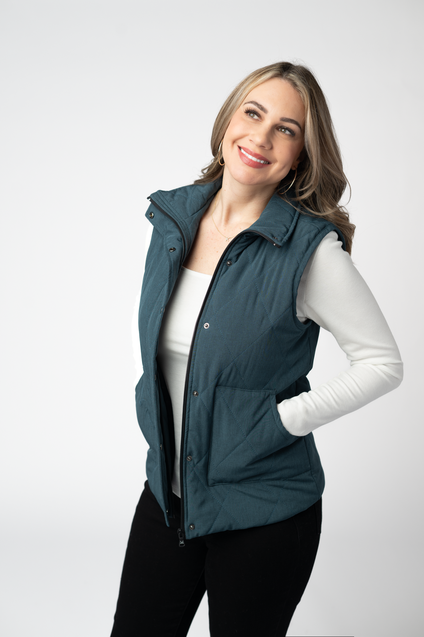 IN STOCK Remy Zip Up Vest - Teal by Michelle Mae