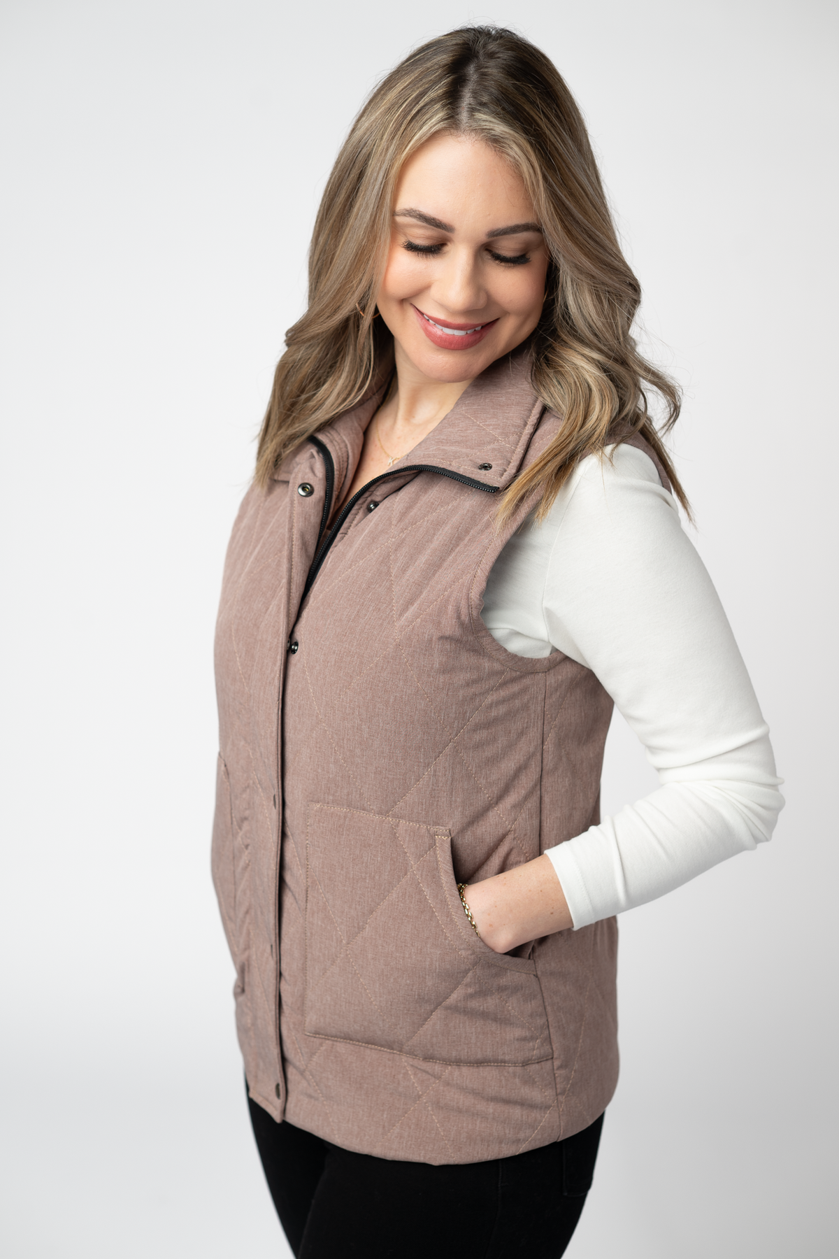 IN STOCK Remy Zip Up Vest - Chestnut by Michelle Mae