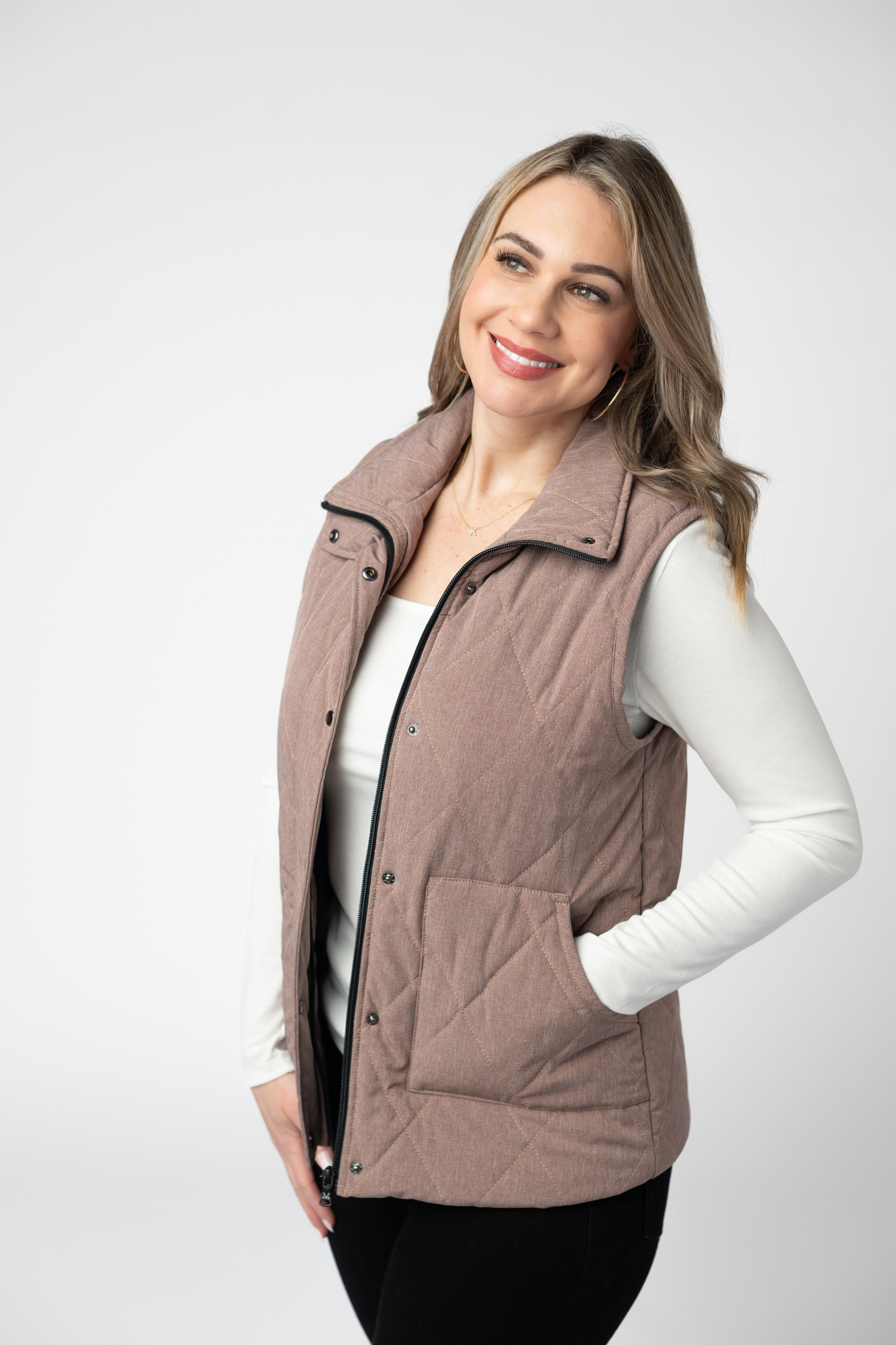 Remy Zip Up Vest - Chestnut by Michelle Mae