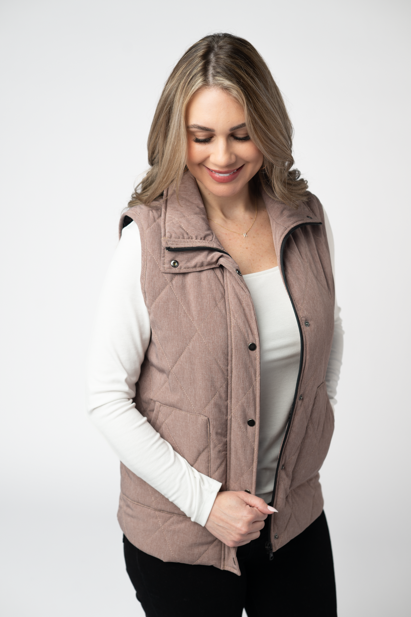 IN STOCK Remy Zip Up Vest - Chestnut by Michelle Mae