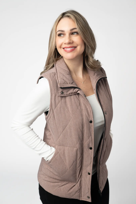 Remy Zip Up Vest - Chestnut by Michelle Mae