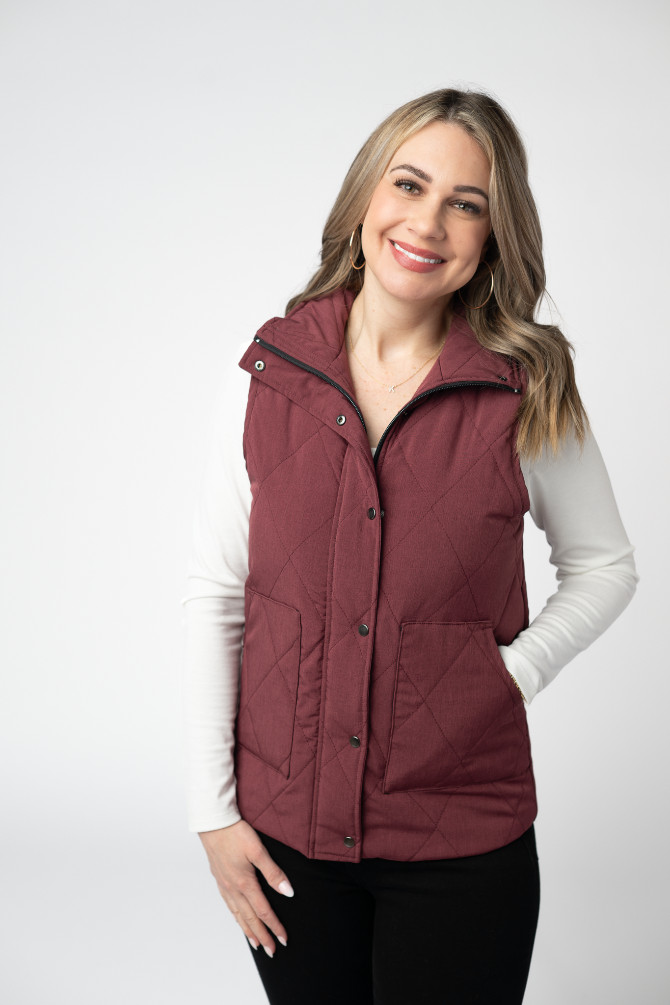 Remy Zip Up Vest - Burgundy by Michelle Mae