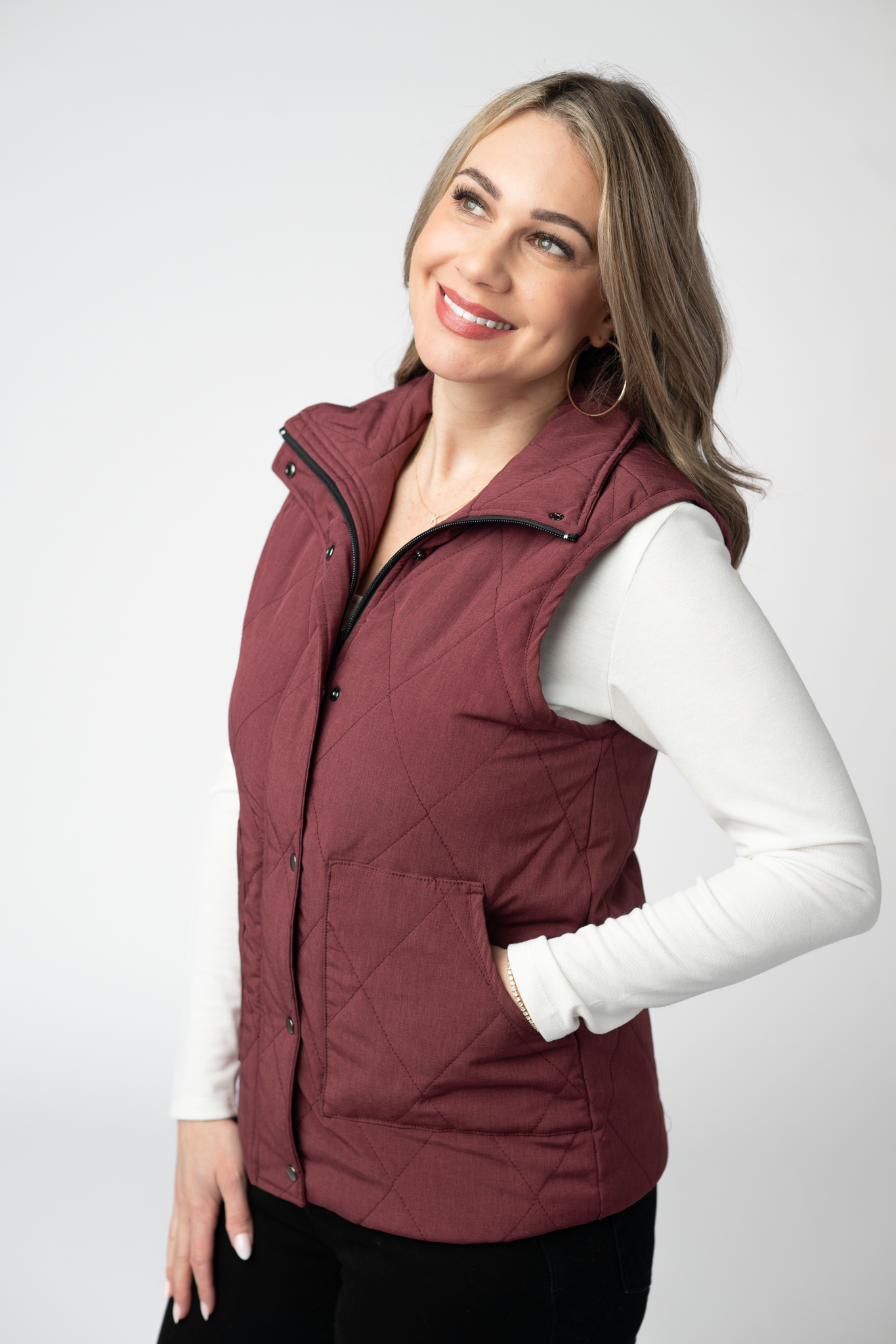 Remy Zip Up Vest - Burgundy by Michelle Mae