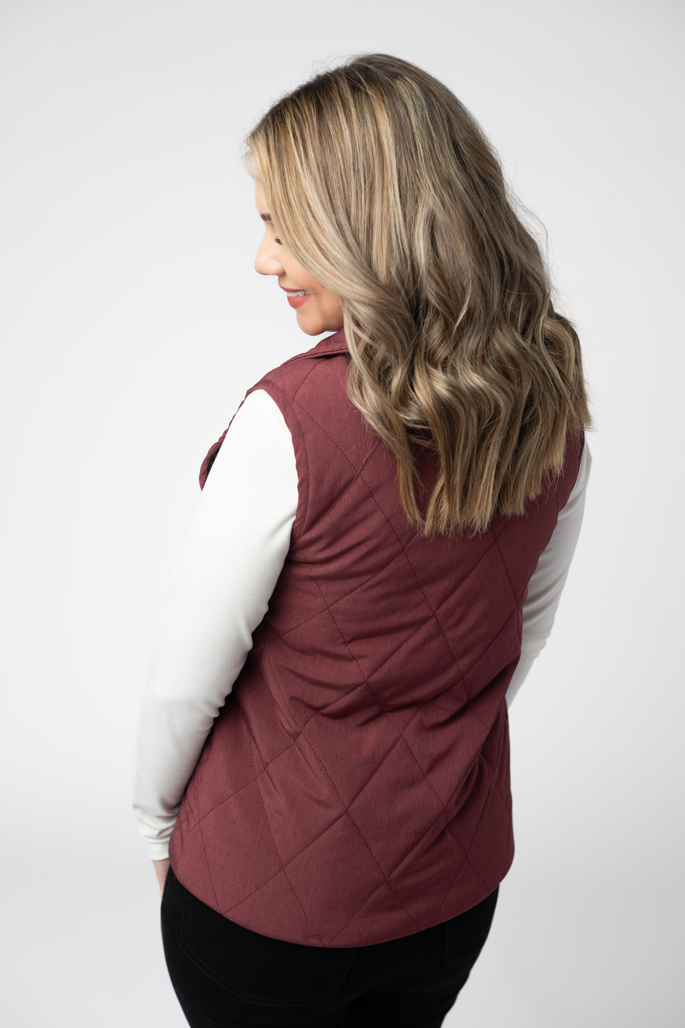 IN STOCK Remy Zip Up Vest - Burgundy by Michelle Mae