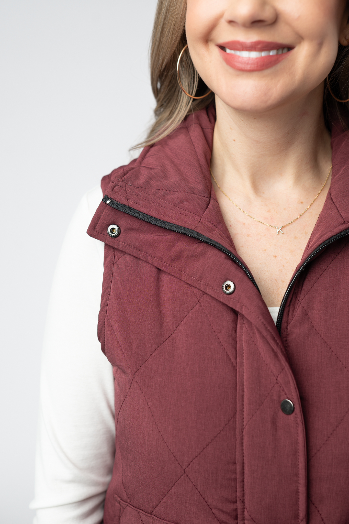 IN STOCK Remy Zip Up Vest - Burgundy by Michelle Mae