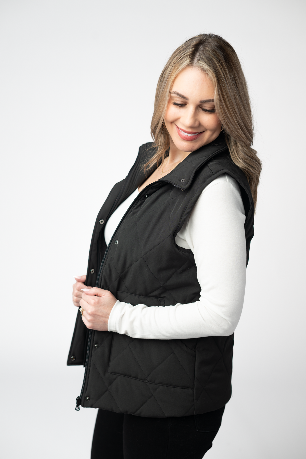 IN STOCK Remy Zip Up Vest - Black by Michelle Mae