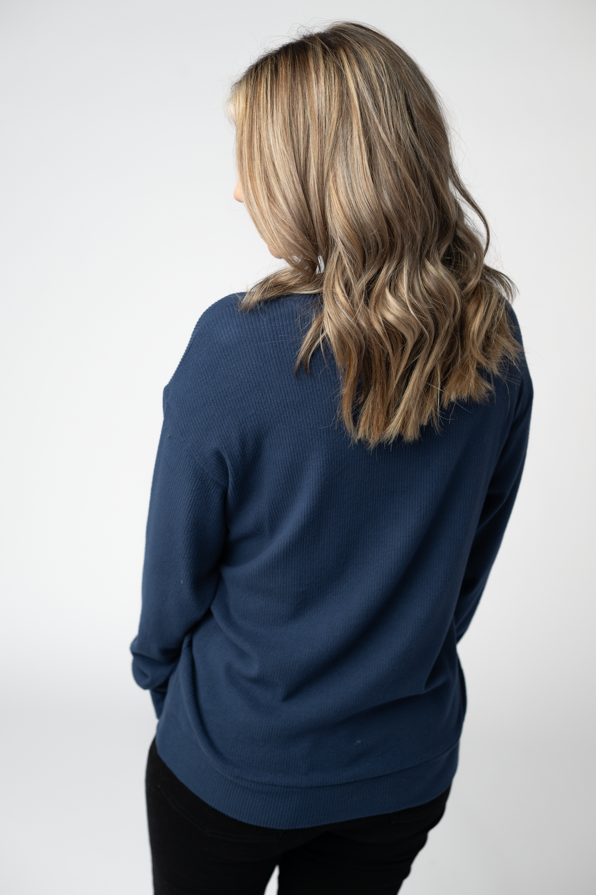 IN STOCK Corrine Ribbed Pullover Top - Navy by Michelle Mae