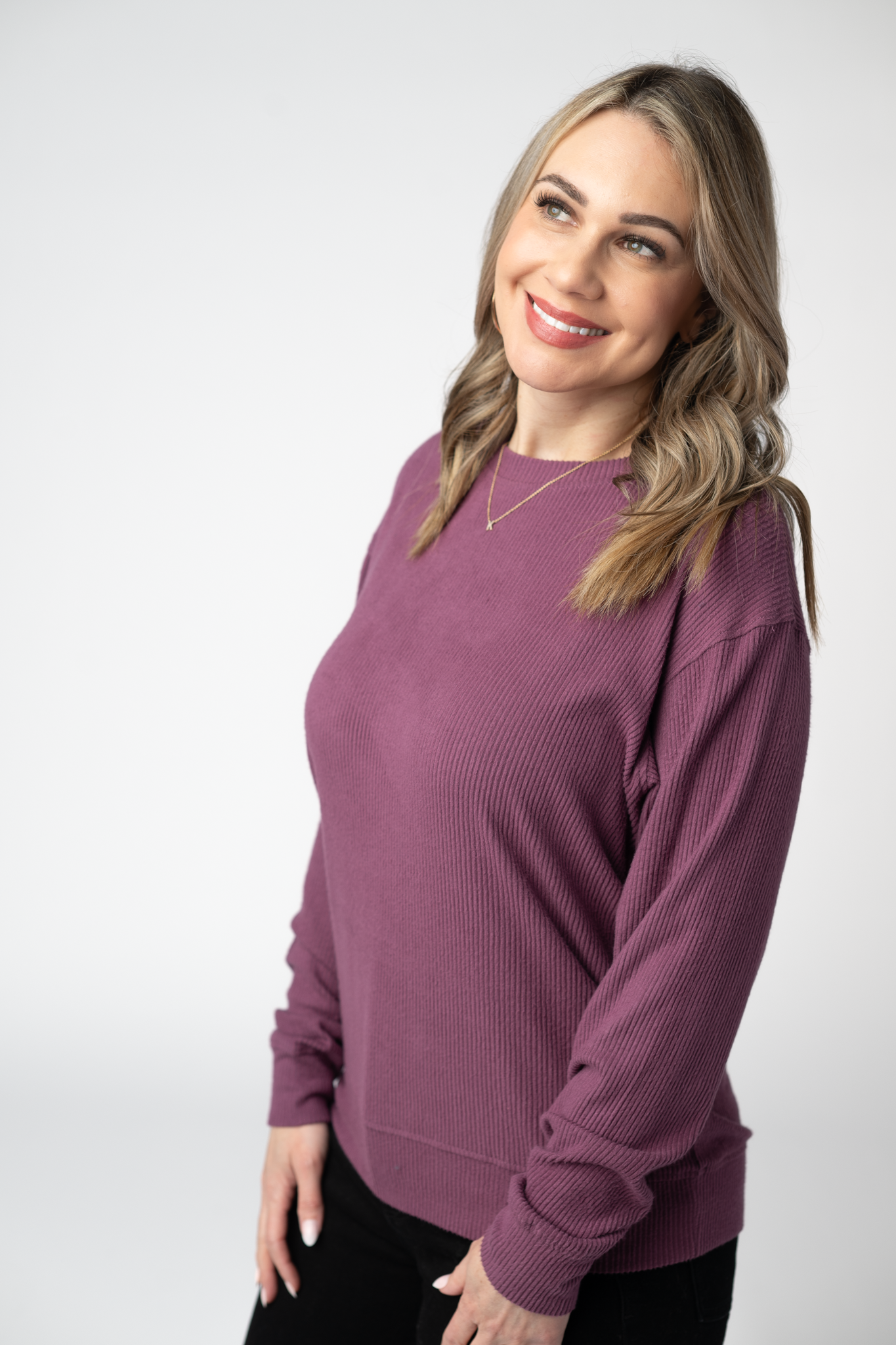 IN STOCK Corrine Ribbed Pullover Top - Plum by Michelle Mae