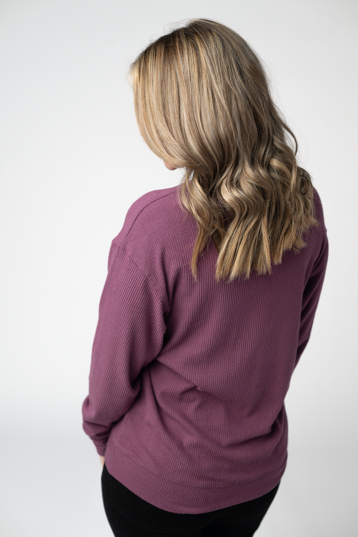 IN STOCK Corrine Ribbed Pullover Top - Plum by Michelle Mae