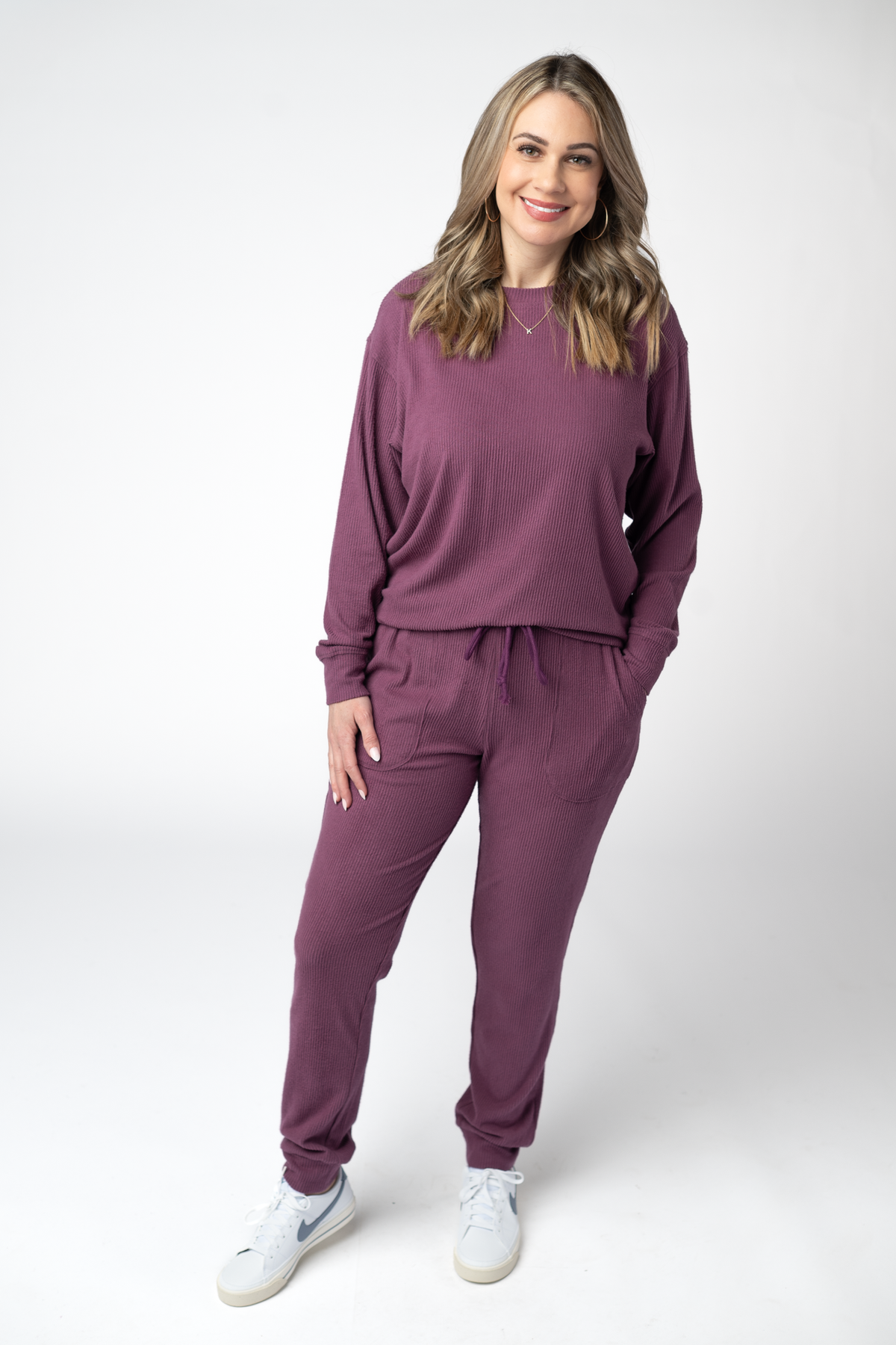 IN STOCK Corrine Ribbed Pullover Top - Plum by Michelle Mae