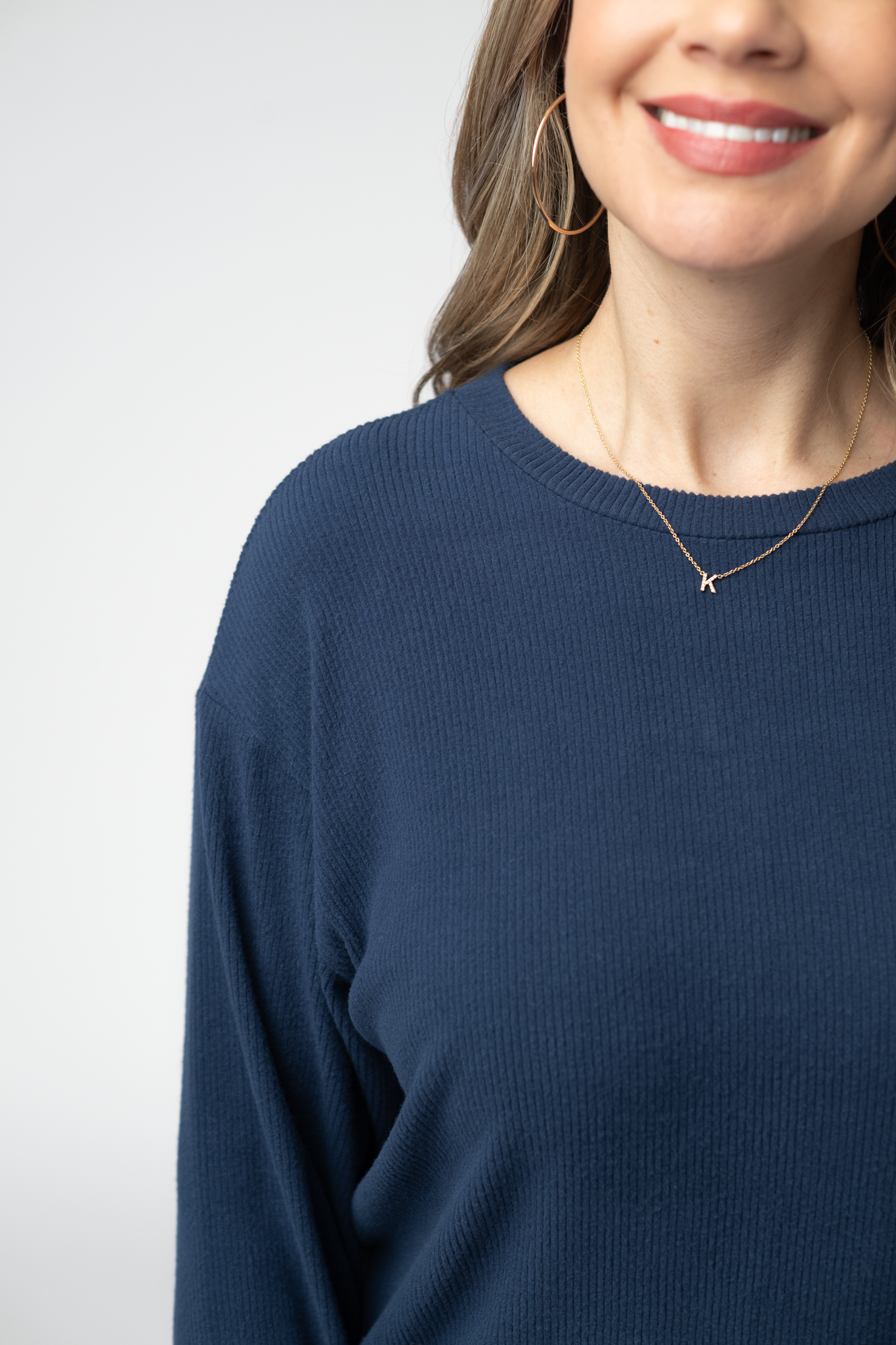 IN STOCK Corrine Ribbed Pullover Top - Navy by Michelle Mae