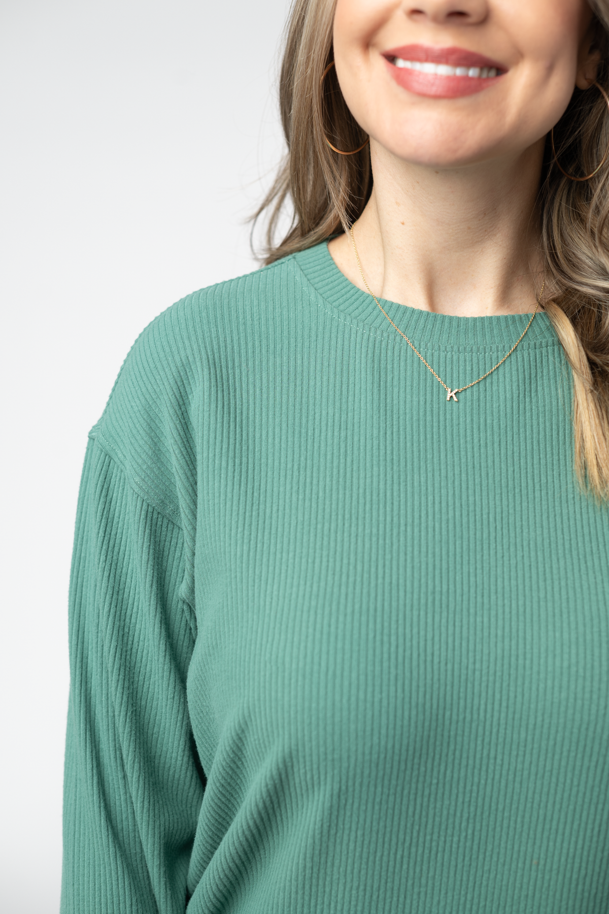 IN STOCK Corrine Ribbed Pullover Top - Fern by Michelle Mae