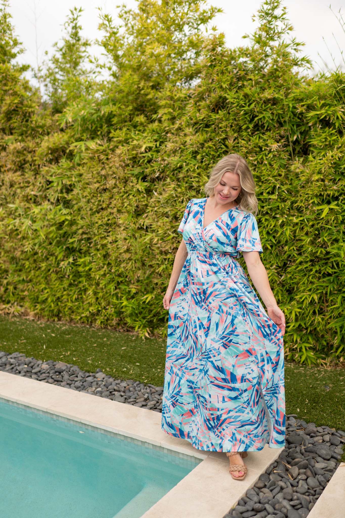 IN STOCK Millie Maxi Dress - Abstract Aqua Breeze FINAL SALE by Michelle Mae