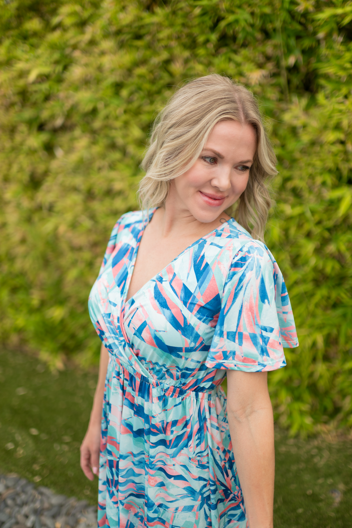 Womens Millie Maxi Dress Abstract Print Crossover Neckline Vacation