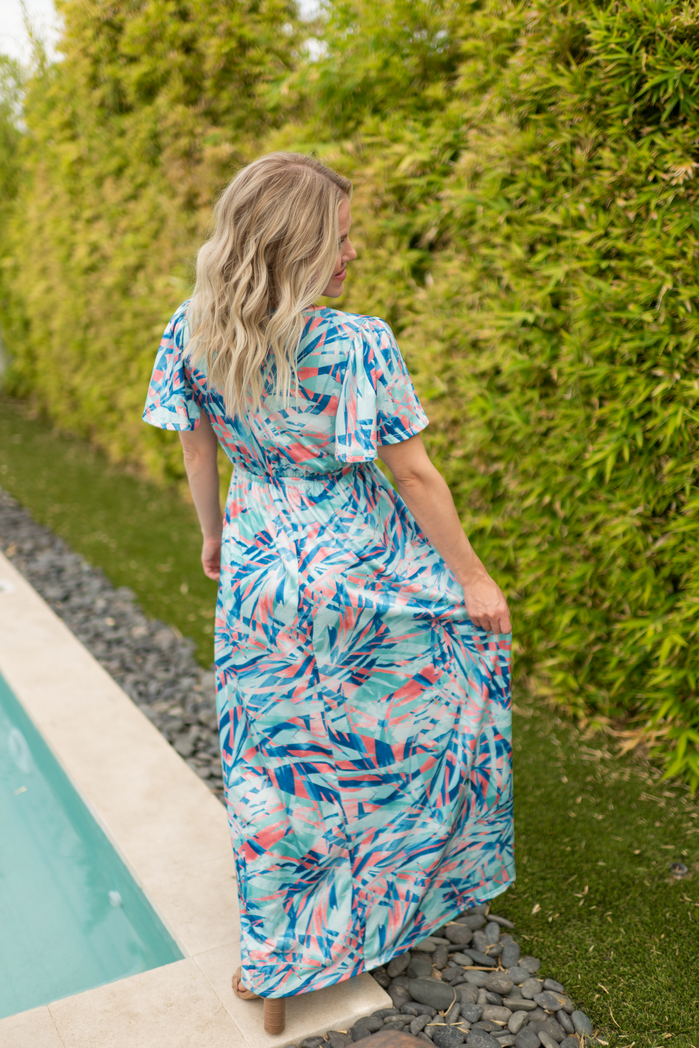 IN STOCK Millie Maxi Dress - Abstract Aqua Breeze FINAL SALE by Michelle Mae