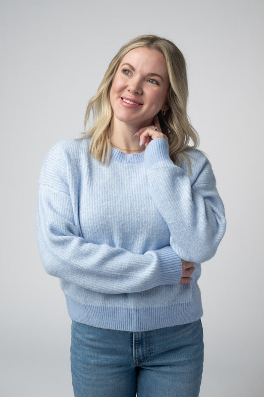 Josie Cozy Crew Sweater - Sky Blue