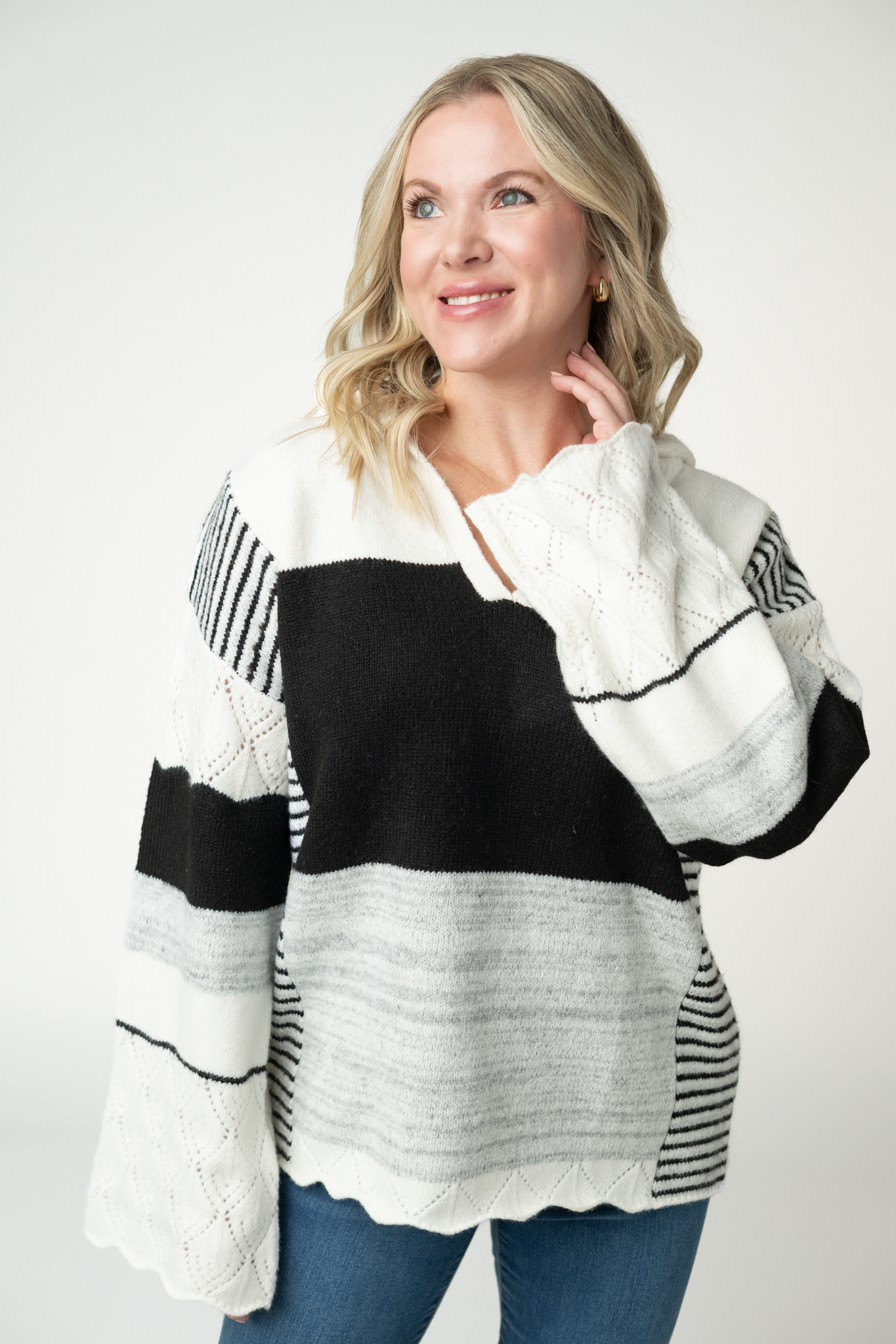 Monochrome Colorblock Hoodie by Michelle Mae