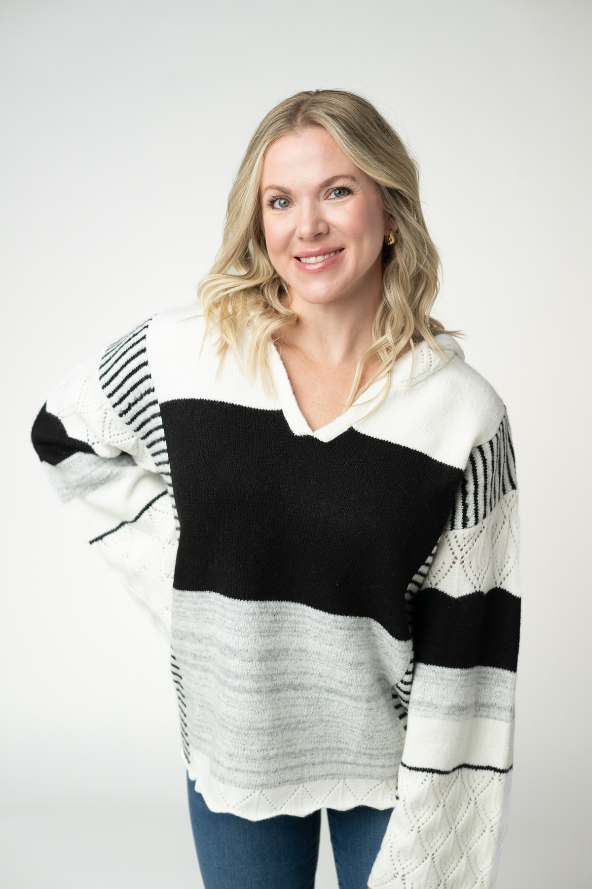 IN STOCK Monochrome Colorblock Hoodie by Michelle Mae