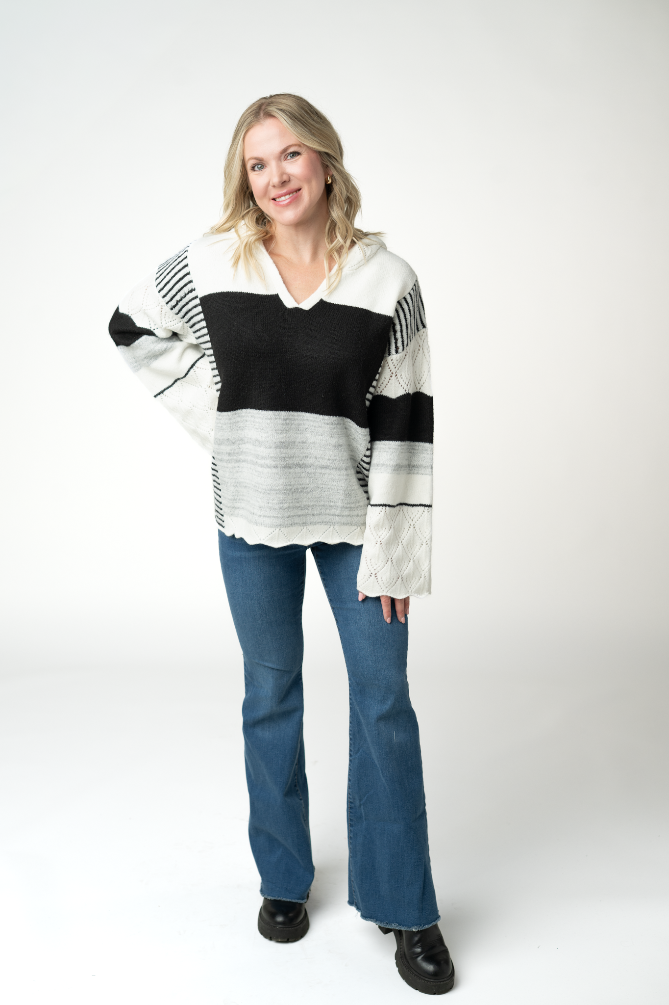 IN STOCK Monochrome Colorblock Hoodie by Michelle Mae