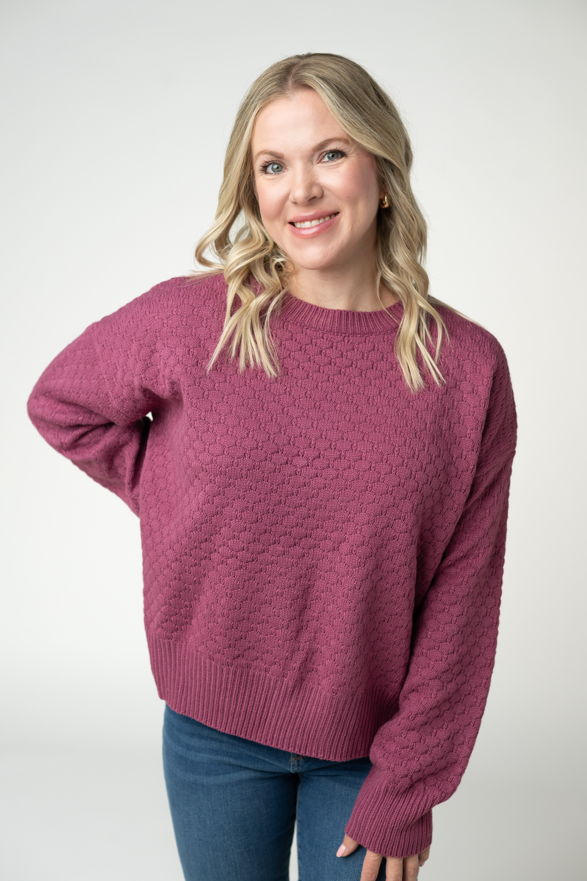 IN STOCK Gianna Pullover Sweater - Raspberry by Michelle Mae